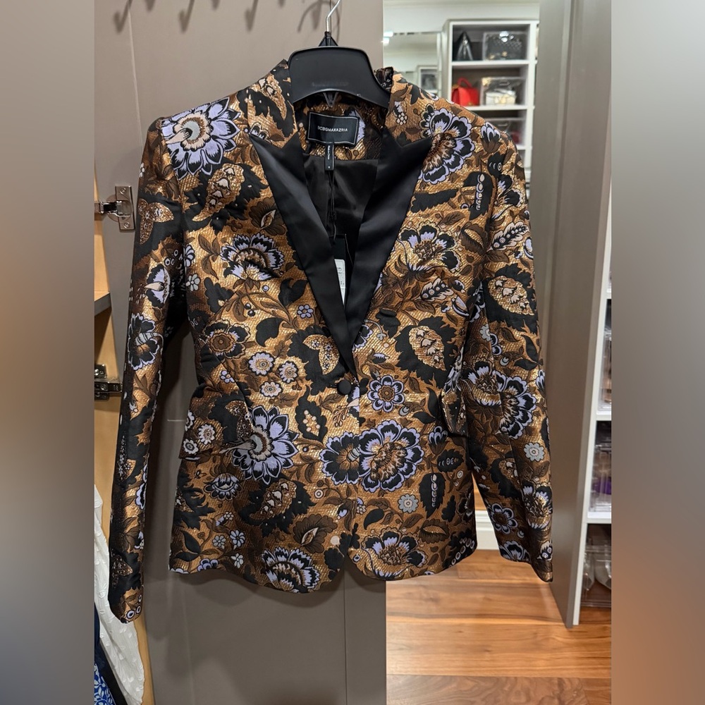 BCBG Black and Gold Floral Jacket